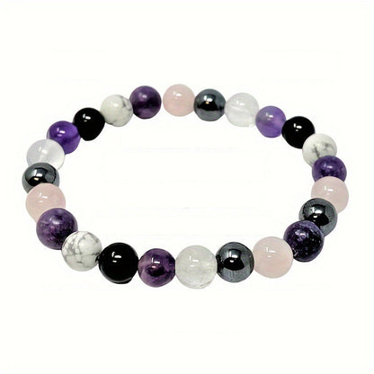 Bracelet en pierres violettes et noires.