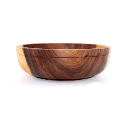 Natural Acacia Wood Tableware Set: Bowls and Plates