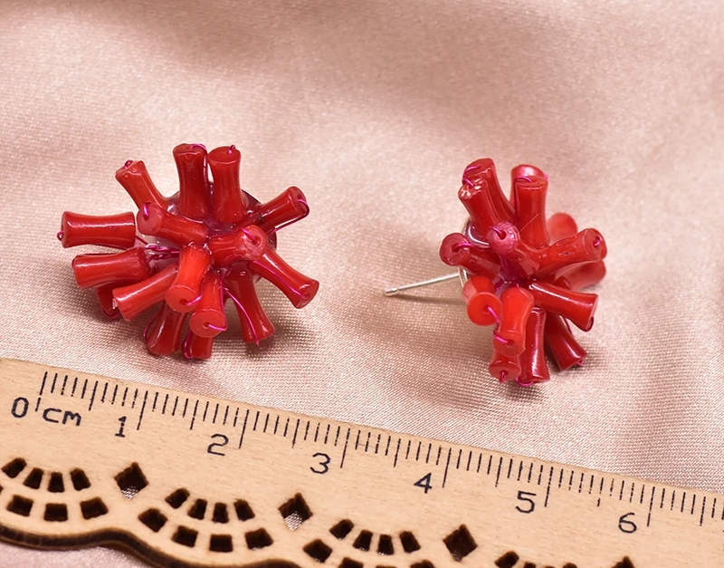 Natürliche Meereskorallen-Ohrringe für Sie, Ohrringe aus 925er Sterlingsilber