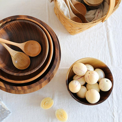 Bol en Bois Naturel – Saladier et Bol à Fruits Fait Main pour Cuisine et Restaurant