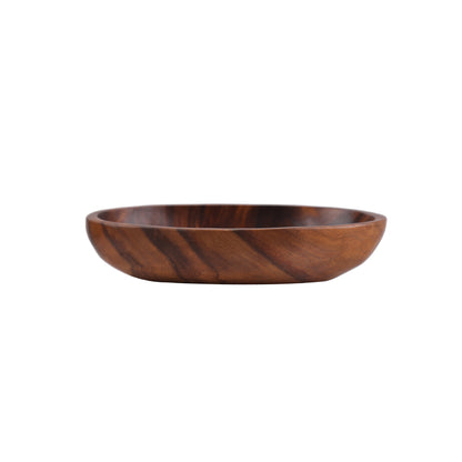 Natural Acacia Wood Tableware Set: Bowls and Plates