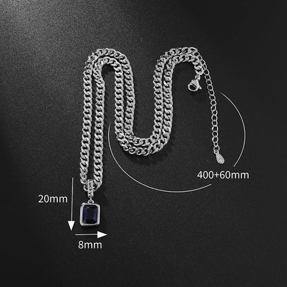 Dimensions collier chaîne cubaine argent zircon