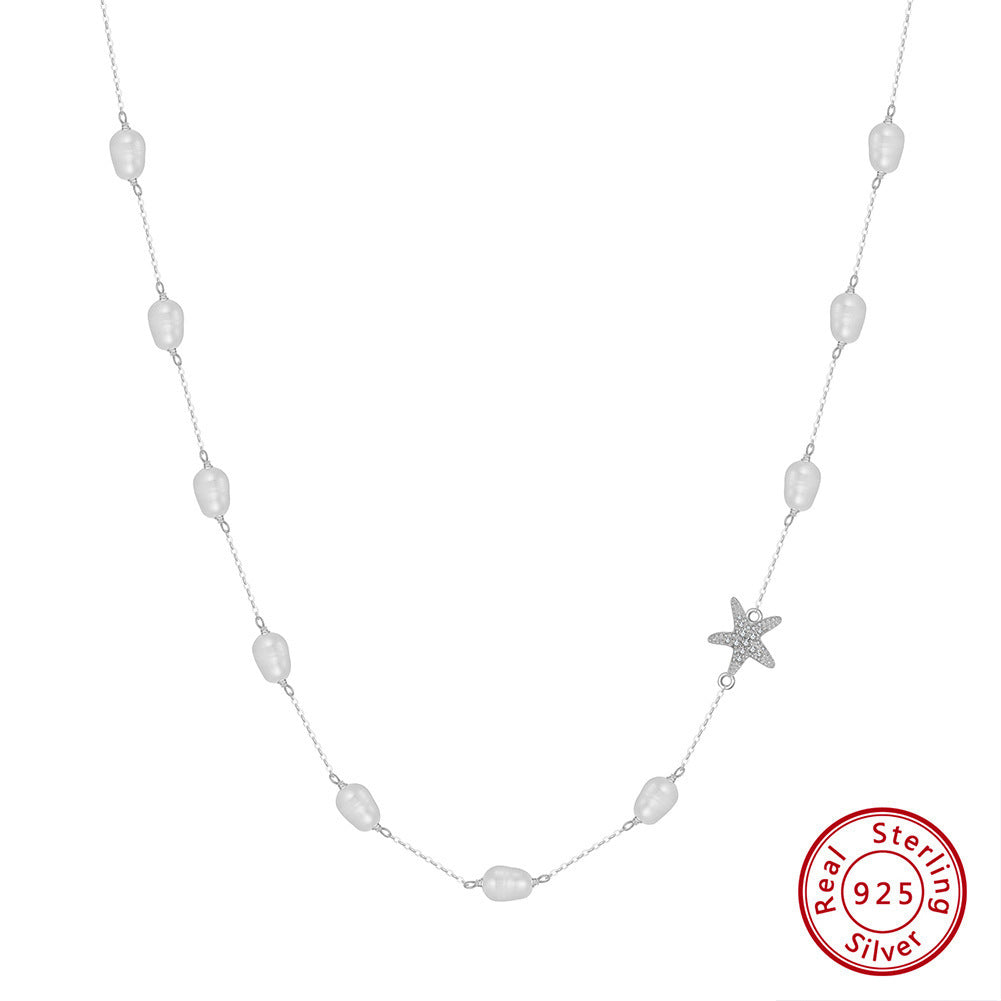 Collier argent sterling 925 avec perles et étoile