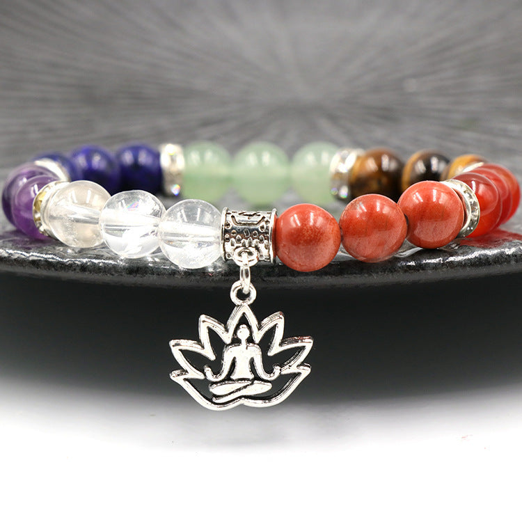 Bracelet en Cristal Naturel et Pierres Brutes Colorées - Ensemble Yoga