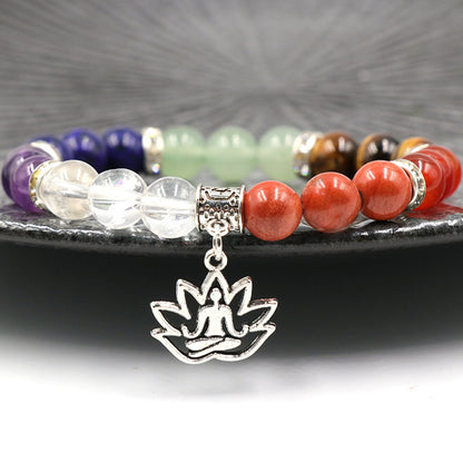 Bracelet en Cristal Naturel et Pierres Brutes Colorées - Ensemble Yoga