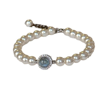 Bracelet en Perles d'Eau Douce et Aigue-Marine en Argent 925 – Élégance Naturelle pour Femme