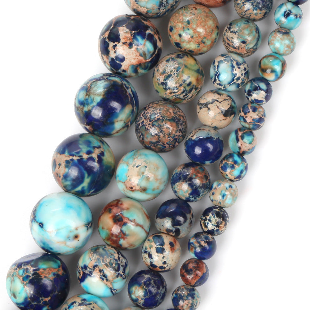 Bande de Perles Naturelles en Lapis Lazuli Faites à la Main