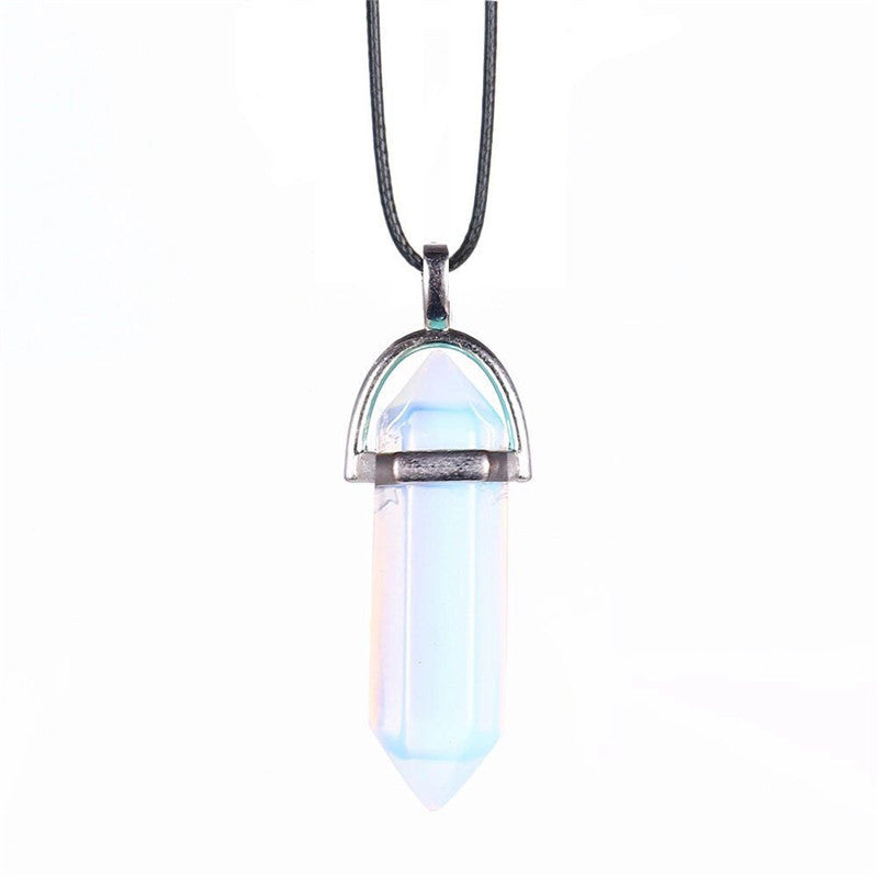 Collier en Pierre Naturelle – Pendentif Cristal Hexagonal en Agate