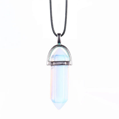 Collier en Pierre Naturelle – Pendentif Cristal Hexagonal en Agate