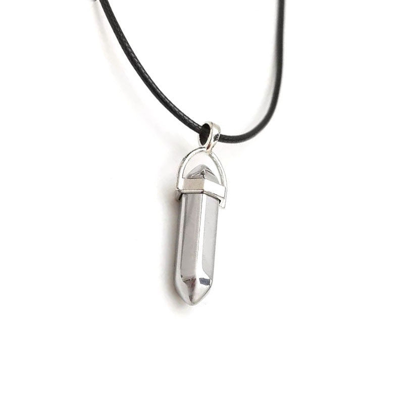 Collier en Pierre Naturelle – Pendentif Cristal Hexagonal en Agate