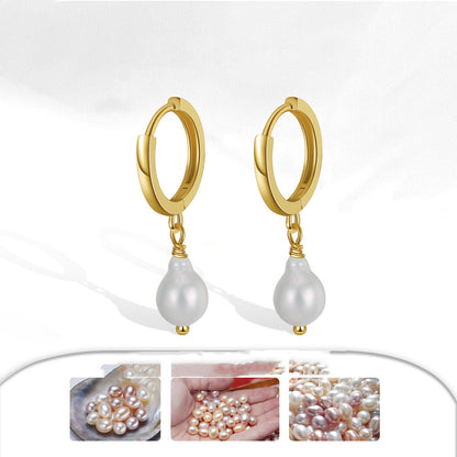Boucles d'Oreilles Pendantes en Argent Sterling 925 avec Perles d'Eau Douce Naturelles