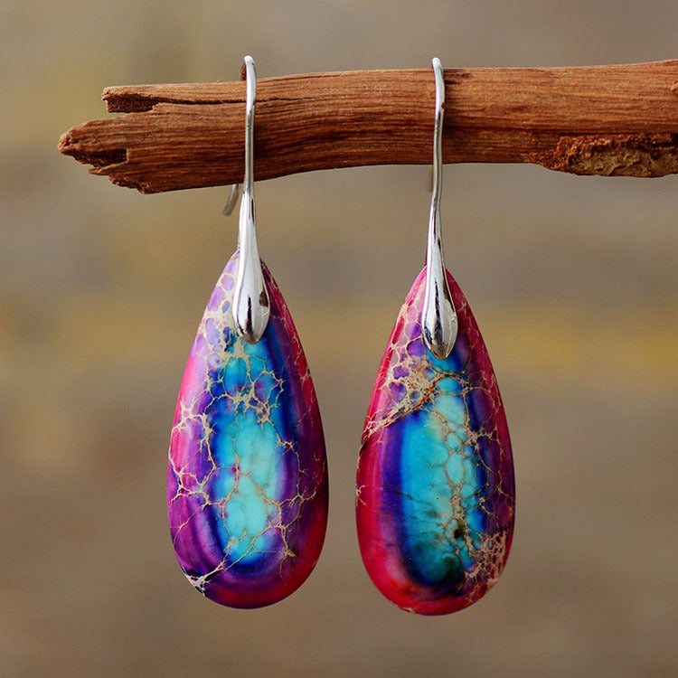 Boucles d'oreilles pendantes en pierre naturelle - Ajoutez une touche bohème à votre style ✨