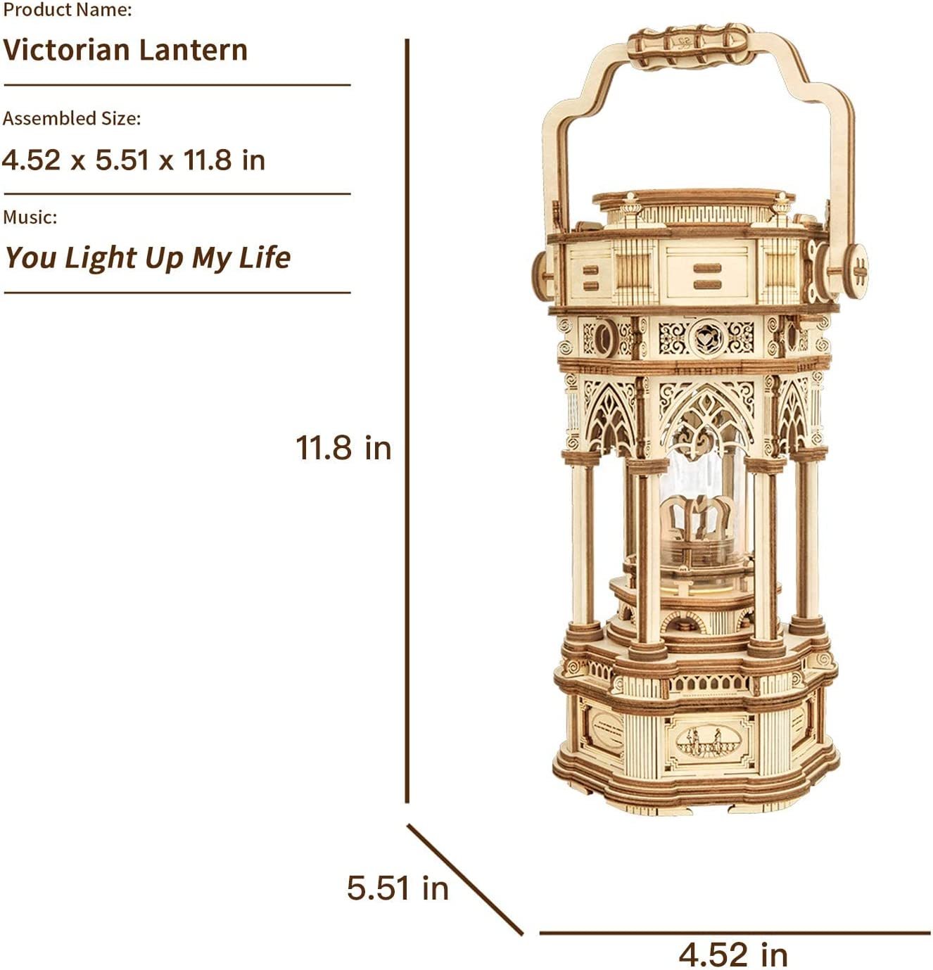 Dimensions de la lanterne victorienne en bois