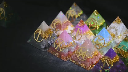 Rune Crystal Epoxy Ogan Energy Pyramid Decoration