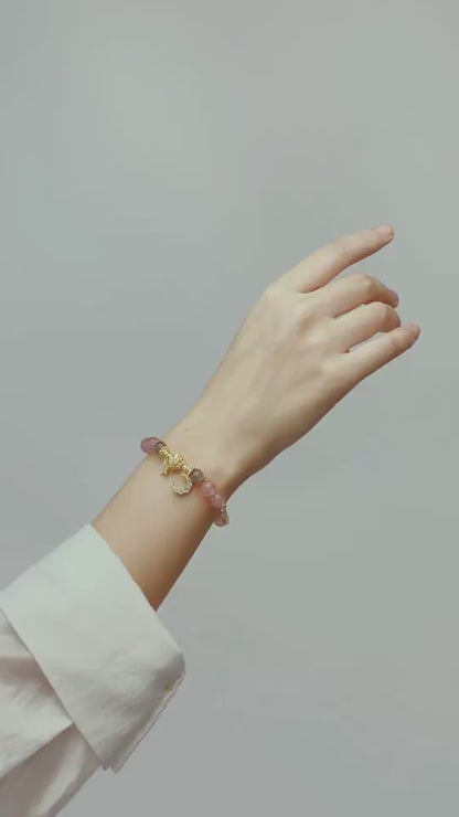 Design pastoral et céleste – Bracelet en cristal de fraise pour femmes