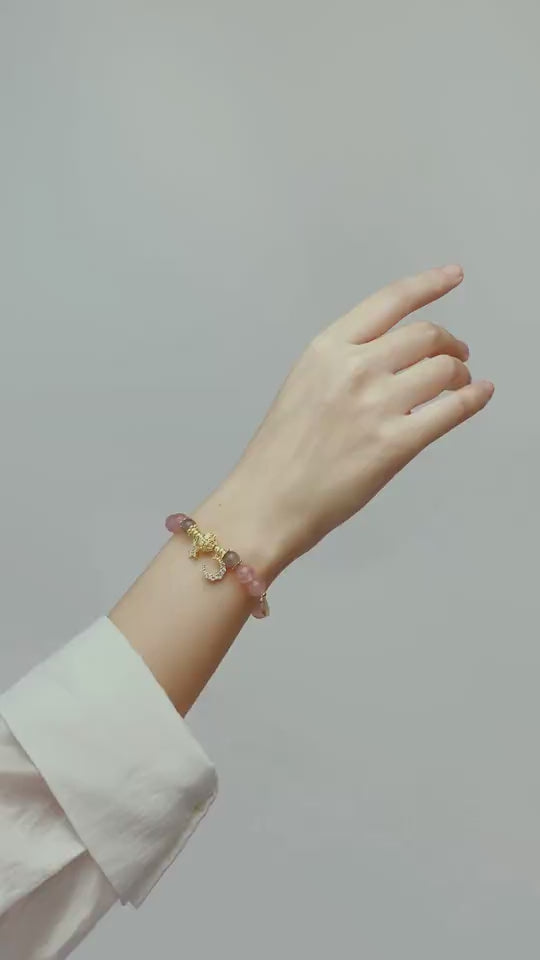 Design pastoral et céleste – Bracelet en cristal de fraise pour femmes