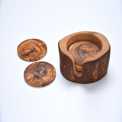 Zerazi | Set van 6 bordjes in een rustieke doos | olijfhout | volledig handgemaakt | duurzaam | hygiënisch