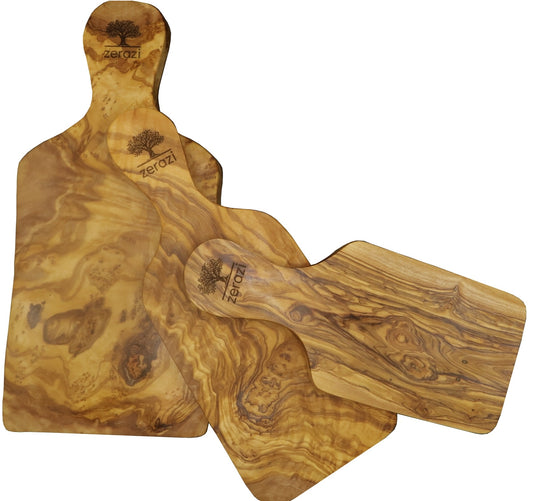 Zerazi - Set of 3 cutting boards made of ecological olive wood, entirely handmade for a durable and hygienic use