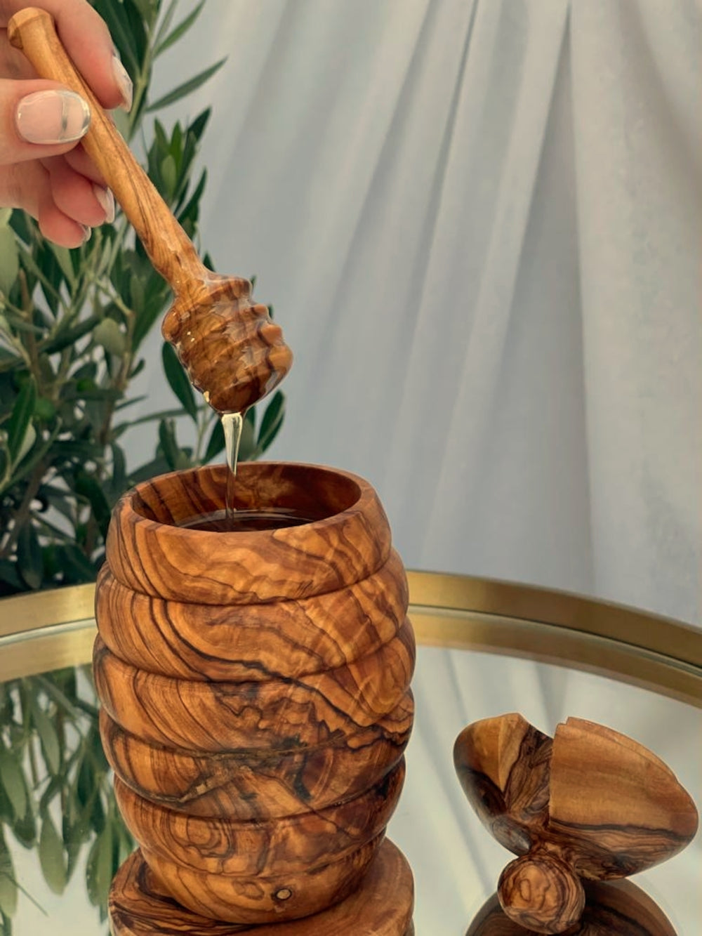 Zerazi | Set of 3 Honey Spoons 16 cm | Olive Wood | Ecological | Entirely Handmade | Sustainable | Hygienic