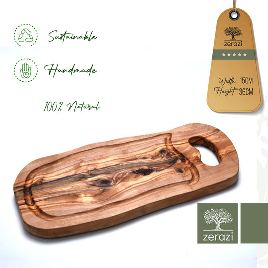 Zerazi | Tapas and Appetizers Cutting Board | Rustic Olive Wood | Ecological | Entirely Handcrafted | Durable | Hygienic