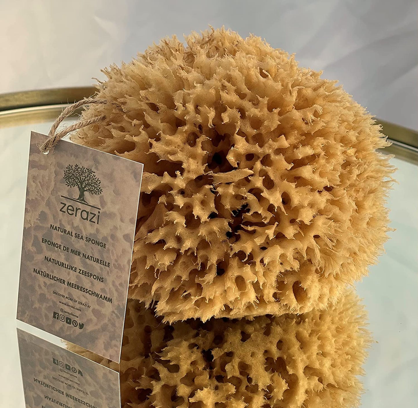 Zerazi | Natural Sea Sponge | 17-18cm | Hygienic | From responsible cultivation, Brown...